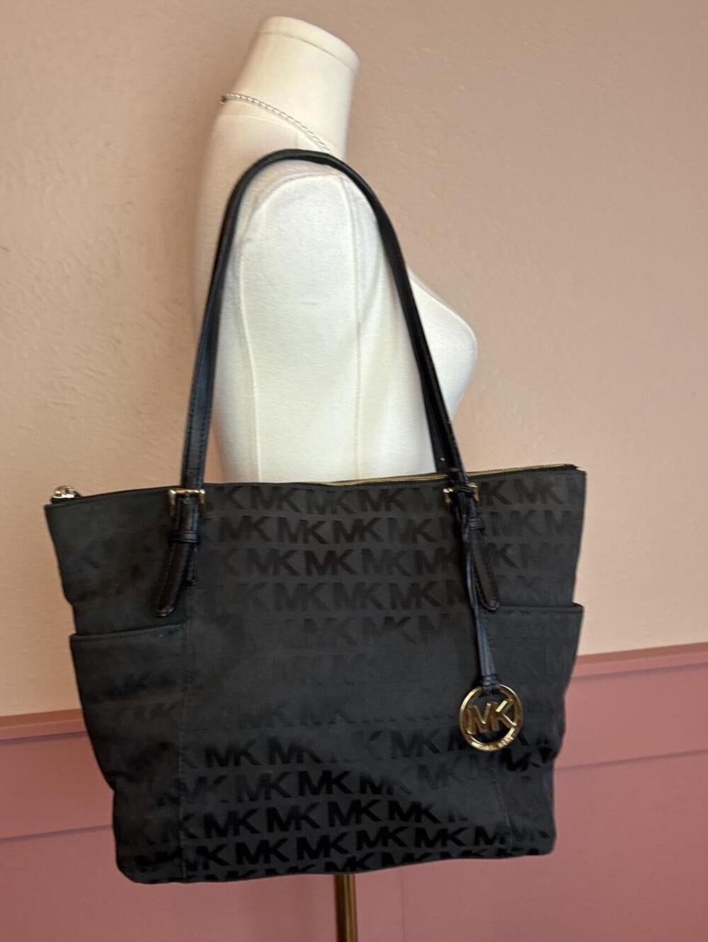 Michael Kors 2000s canvas black shoulder tote bag